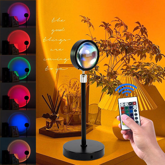 Sunset Lamp Projection, Sun Lamp, Sunlight Lamp Projector, Remote Control Light Projector, Golden Hour 16 Colors RGB Changing Night Light for Sunset Projection Lamp, Photography/Party/Home/Bedroom